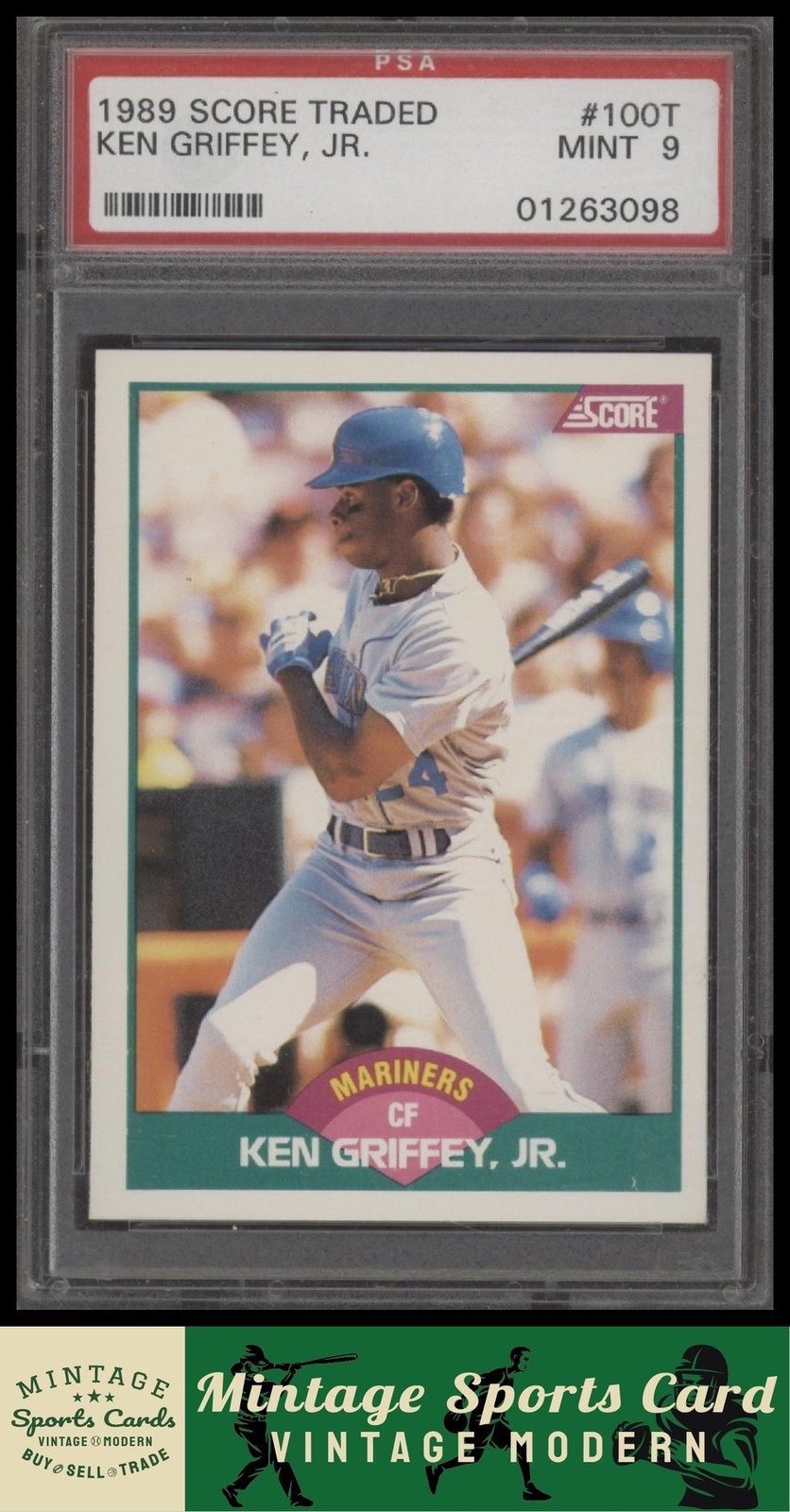 1989 Score Rookie & Traded - Ken Griffey, Jr. - Rookie RC #100T Mariners PSA 9