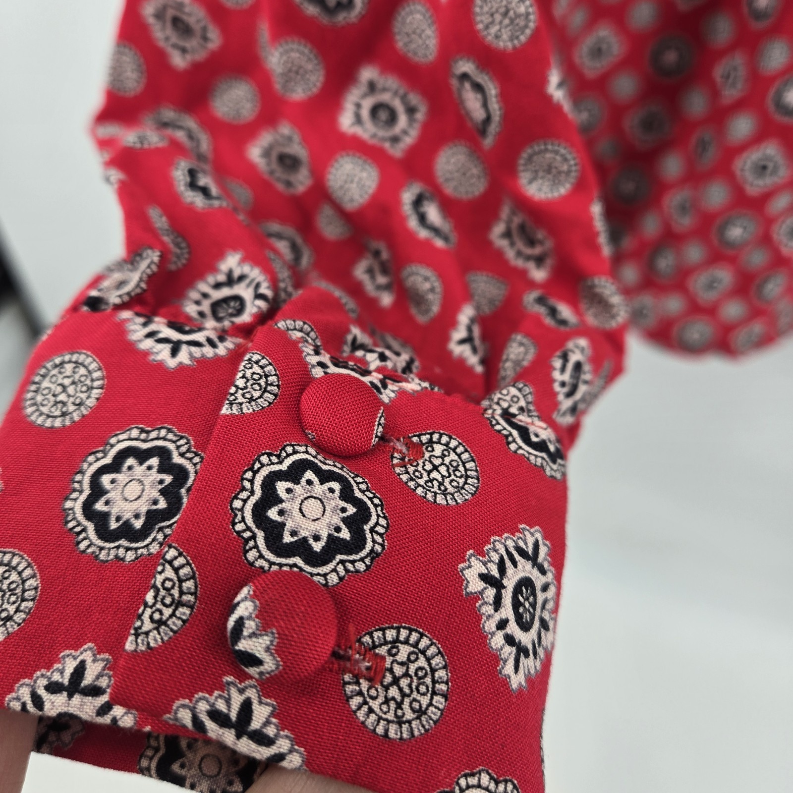 Vintage Pendleton Red Print Button Up Blouse Mock… - image 8