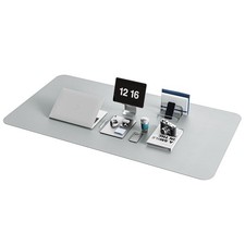 XL Non Slip Leather Desk Pad 47.2x23.6 Inch Waterproof Blotter Silver Grey