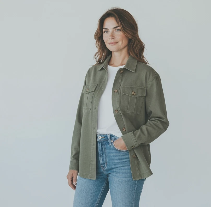 New Woman's New Look Khaki Double Pocket Lightweight Shacket Jacket £35 6-22