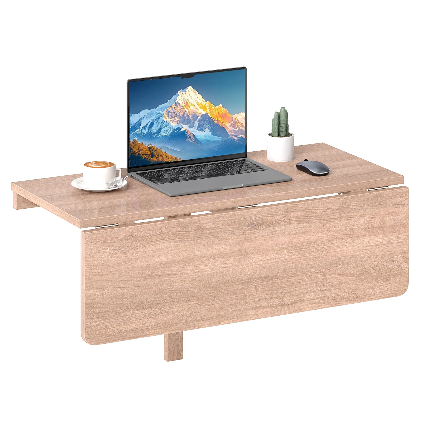 Space-Saving Fold Down Laptop Workstation Drop-Leaf Floating Desk
