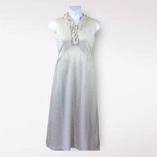Vintage 60’s 70’s Silver Ruffle Neck Evening Dress 8
