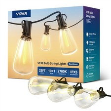 25FT Outdoor String Lights 10 1 LED Shatterproof Edison Bulbs Waterproof Patio