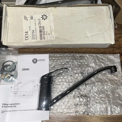 Carron Phoenix Zeno Chrom Aufsatzhebel Küchenarmatur Messing schwenkbarer Auslauf - Bild 1 von 4