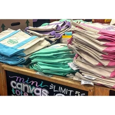 Trader Joe's Pastel Mini Canvas Collectible Tote Bags LIMITED EDITION Free Ship