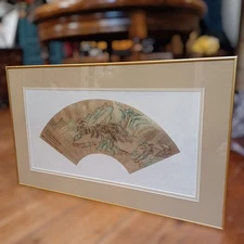 Chinese Painting On Fan a Homage To Tang Yin 1470-1523 Framed Early 20th Century