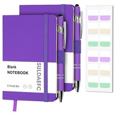 2 Pack Pocket Notebook/Notepad with 2 Black Pens, 3.7  x5.5  , Small Hardcover ...