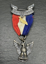 VINTAGE STERLING SILVER EAGLE SCOUT RANK MEDAL WITH GOLDEN PALM PIN N315
