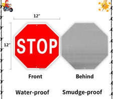 Enjoyist Stop Sign Street Slow Warning Sign 12"X 12" 40 Mil Rust Free Aluminum  