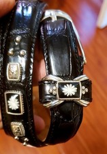 Brighton B30203 Black Croc Embossed Leather Belt Womens Size XL- 36