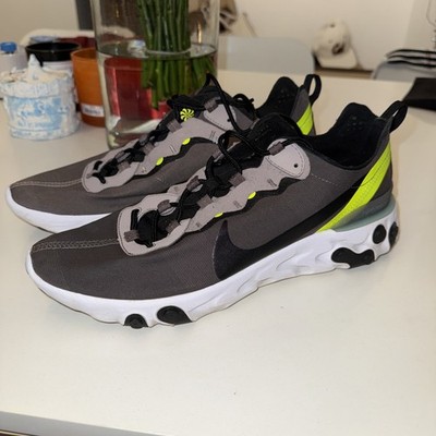 Nike React Element 55  Pumice  Volt Green Black Running Shoes BQ6166-201 Size 12