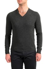 Malo Optimum Men's Dark Gray Wool Cashmere V-Neck Pullover Sweater