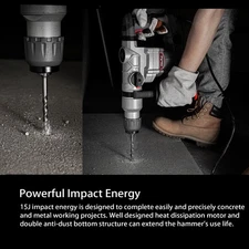 XtremepowerUS 1" SDS Electric Rotary Hammer 15J Drill Chisel Drilling Flat Bits