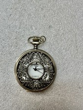 Working Quartz Bronzed Scroll Pocket Watch