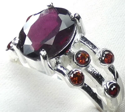 ❤️ Granat Ring 925 Silber Gr 55 17,5 rot facettiert Vintage mehrere Steine ❤️ - Bild 1 von 4