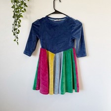 Mini Boden Rainbow Velour Dress Sz 6-7Y
