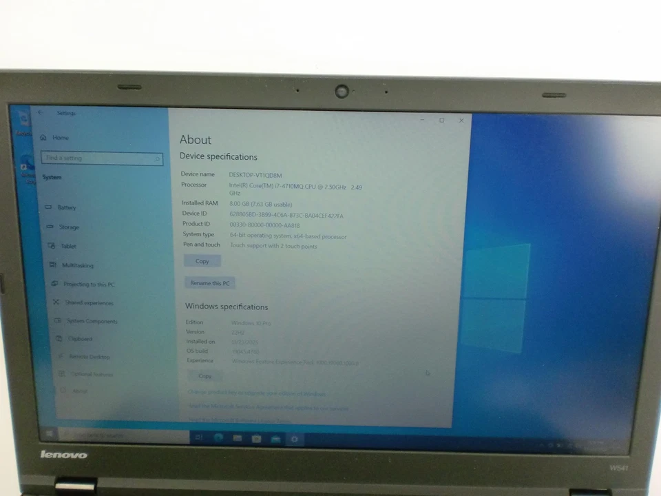 Lenovo ThinkPad W541 15.6in Laptop I7-4710MQ 8GB RAM 500GB Win 10 Pro Notebook - Image 2 of 4