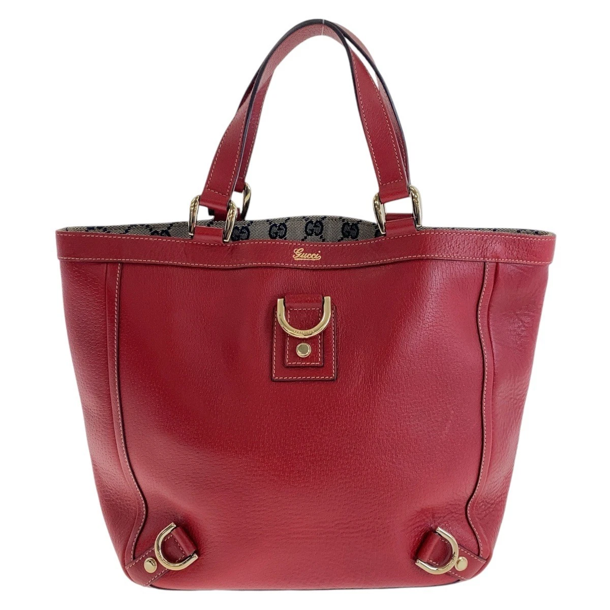 Sac fourre tout Beauty GUCCI Abbey rouge or métal ferrures cuir GG toile 130739
