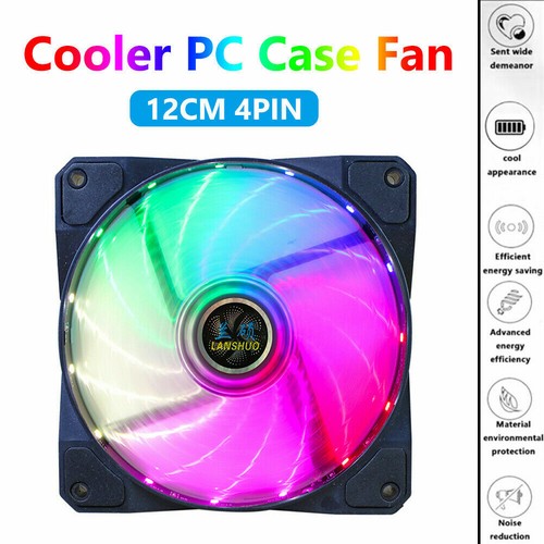 120mm SILENT PC CASE FAN COOLING 4P ADJUSTABLE RGB LED 12V DC COOLER UK SELLER - Afbeelding 3 van 11