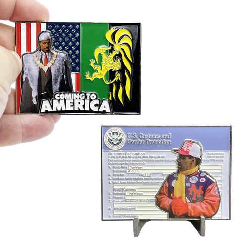 Coming to America CBP Form 6059B Customs Declaration Challenge Coin Akeem Joffer