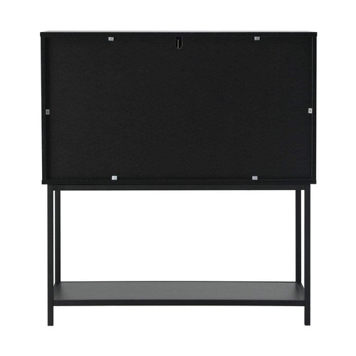 Oikiture Bathroom Cabinet Two Tempered Glass Door Black - Picture 2 of 10