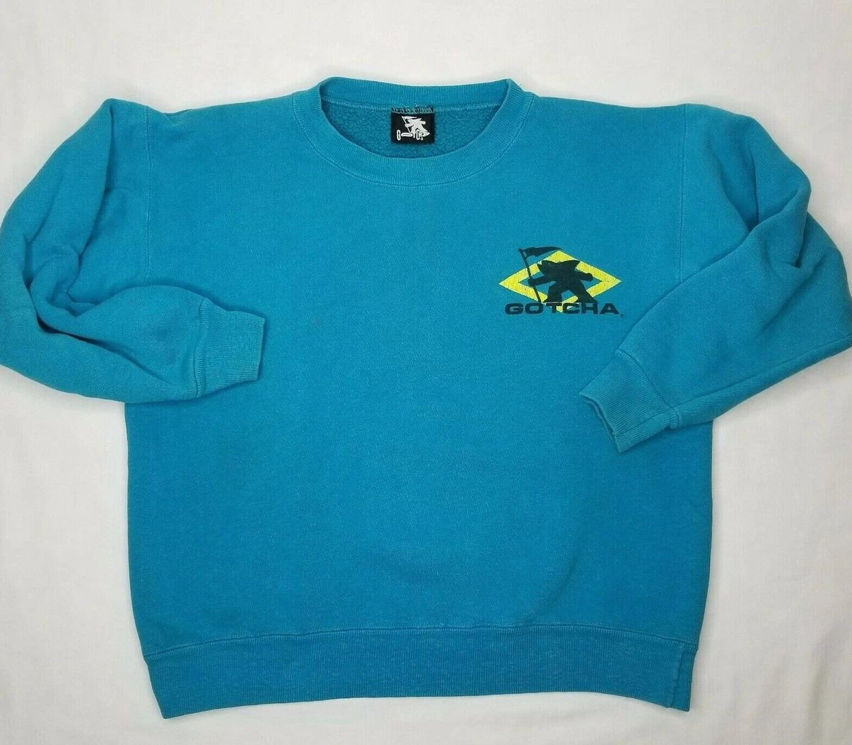 Vintage Gotcha Surfwear Sweatshirt Small Cropped Sharkman Logo Surfer 90s Y2K