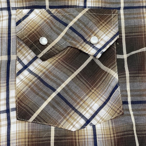 Ely Cattleman Shirt Men XLT Brown Plaid Western Short Sleeve Pearl Snap Sawtooth - Picture 4 of 15