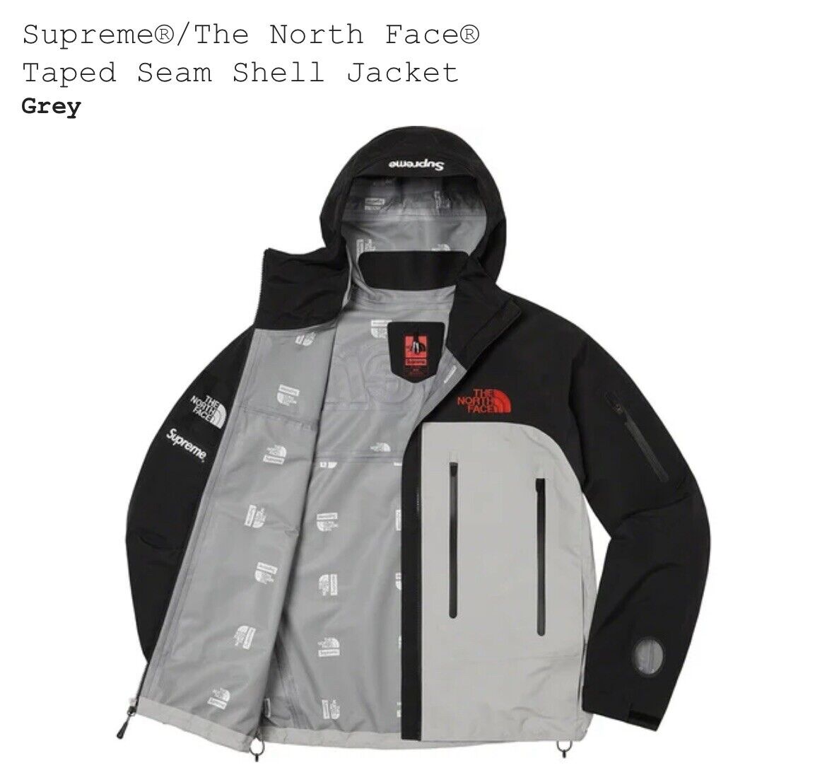 supreme north face shell jacket grey XL-