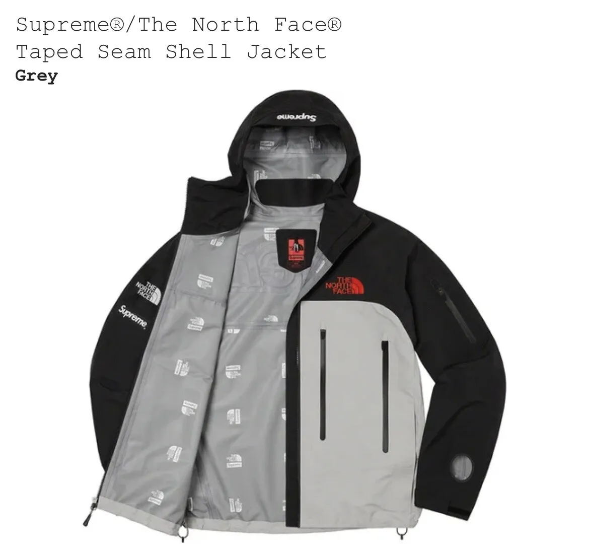 New Supreme® x The North Face® Taped Seam Shell Jacket - Grey - Size M -  FW22