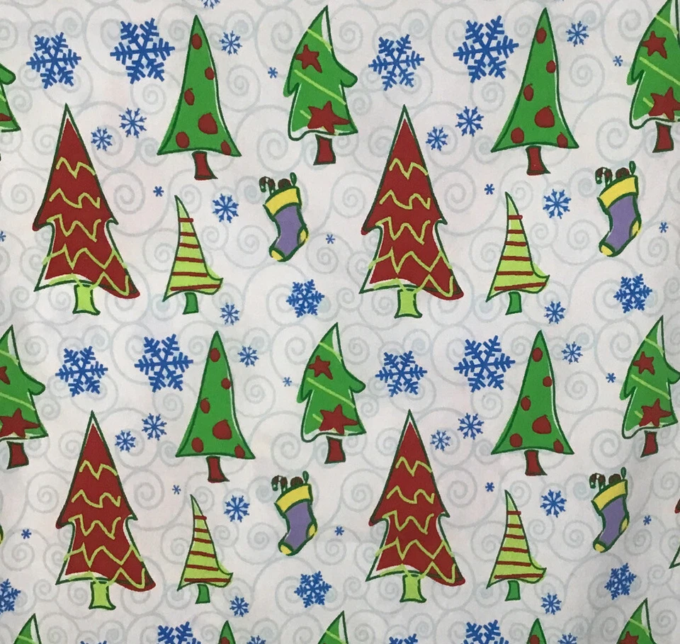 Blusa Médica Navidad Mujer Talla XS Extra Pequeña Árboles de Vacaciones Medias Copos de Nieve Foto 3 de 4