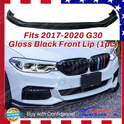 Fits 2017-2020 BMW 5 Series G30 M Sport Gloss Black Front Splitter Lip Spoiler