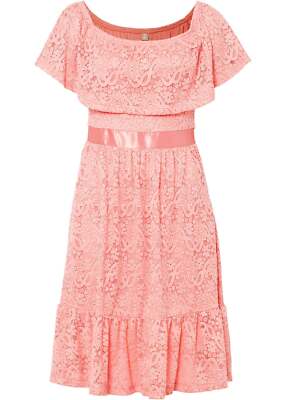 Off-Shoulder-Kleid Gr. 36 Softrosa Sommerkleid Partykleid Spitzenkleid Neu*