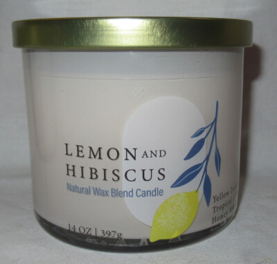 Kirkland's 14 oz Large 3-Wick Candle Natural Wax Blend LEMON & HIBISCUS