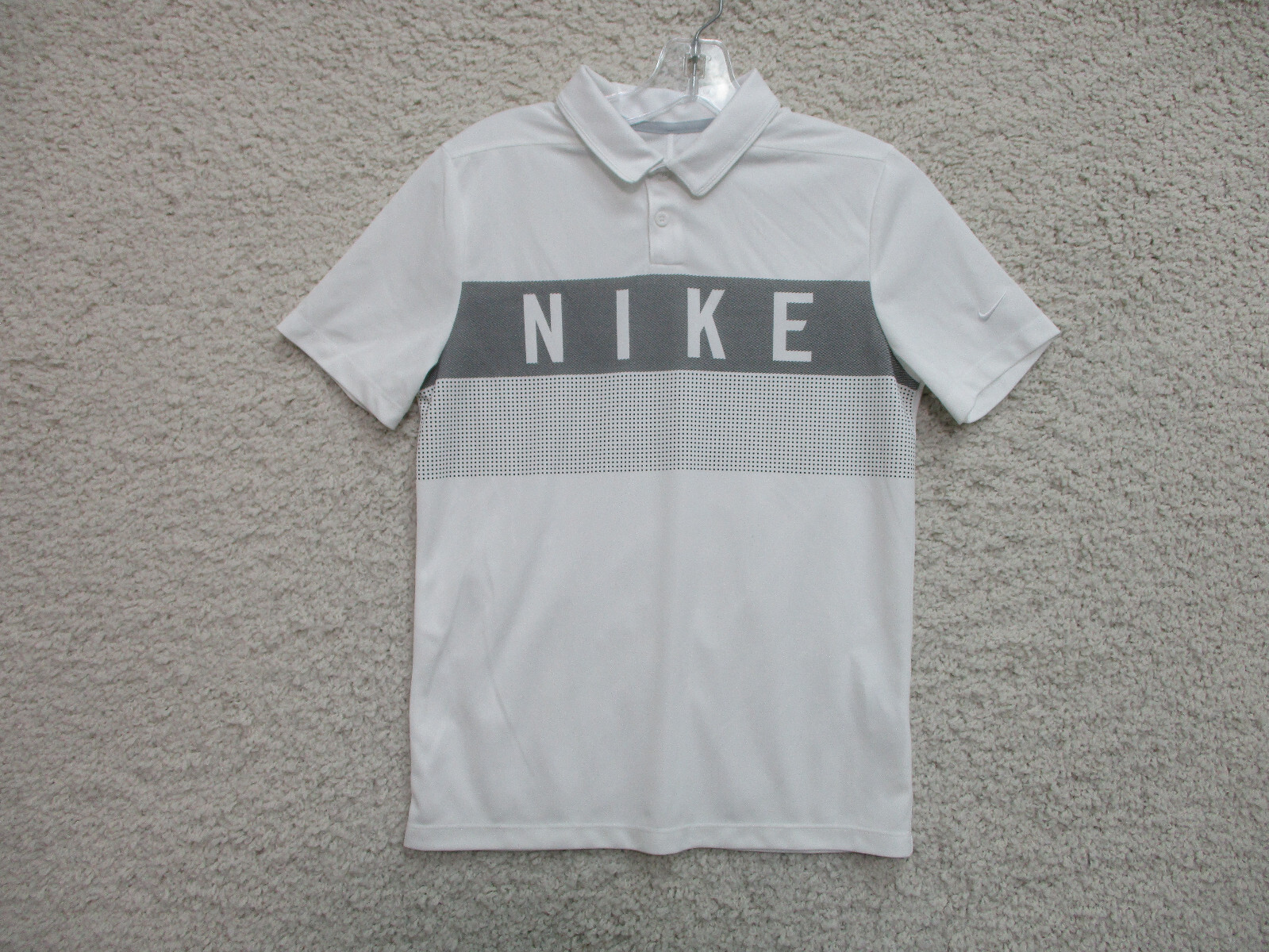 Nike Polo Shirt Large Adult White Lightweight Stretch Dri Fit Swoosh Logo Womens