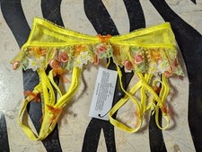 For Love Lemons Mirabelle Garter Belt Size S NWT, Fruit Embroidery, Yellow