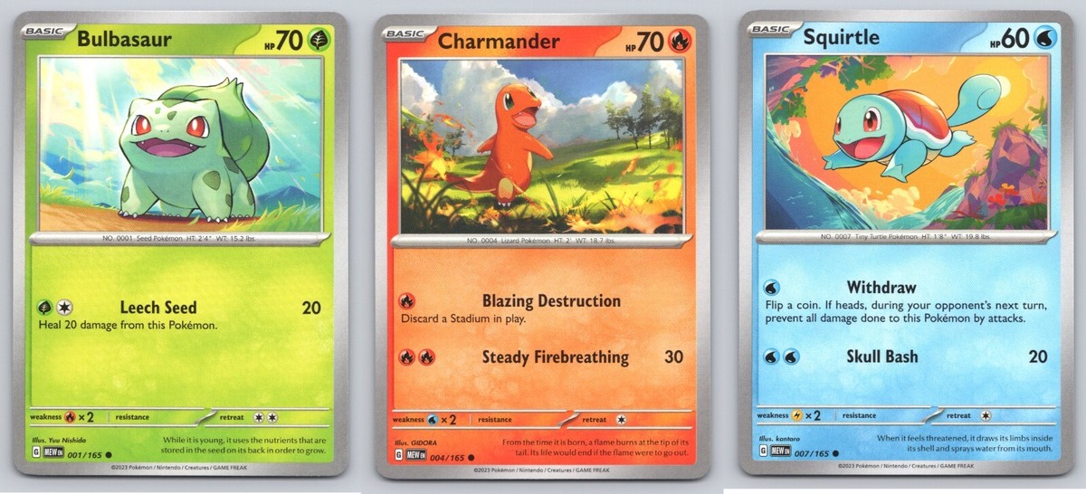 Pokemon TCG - 3 Starters Bulbasaur, Charmander, Squirtle - S&V 151