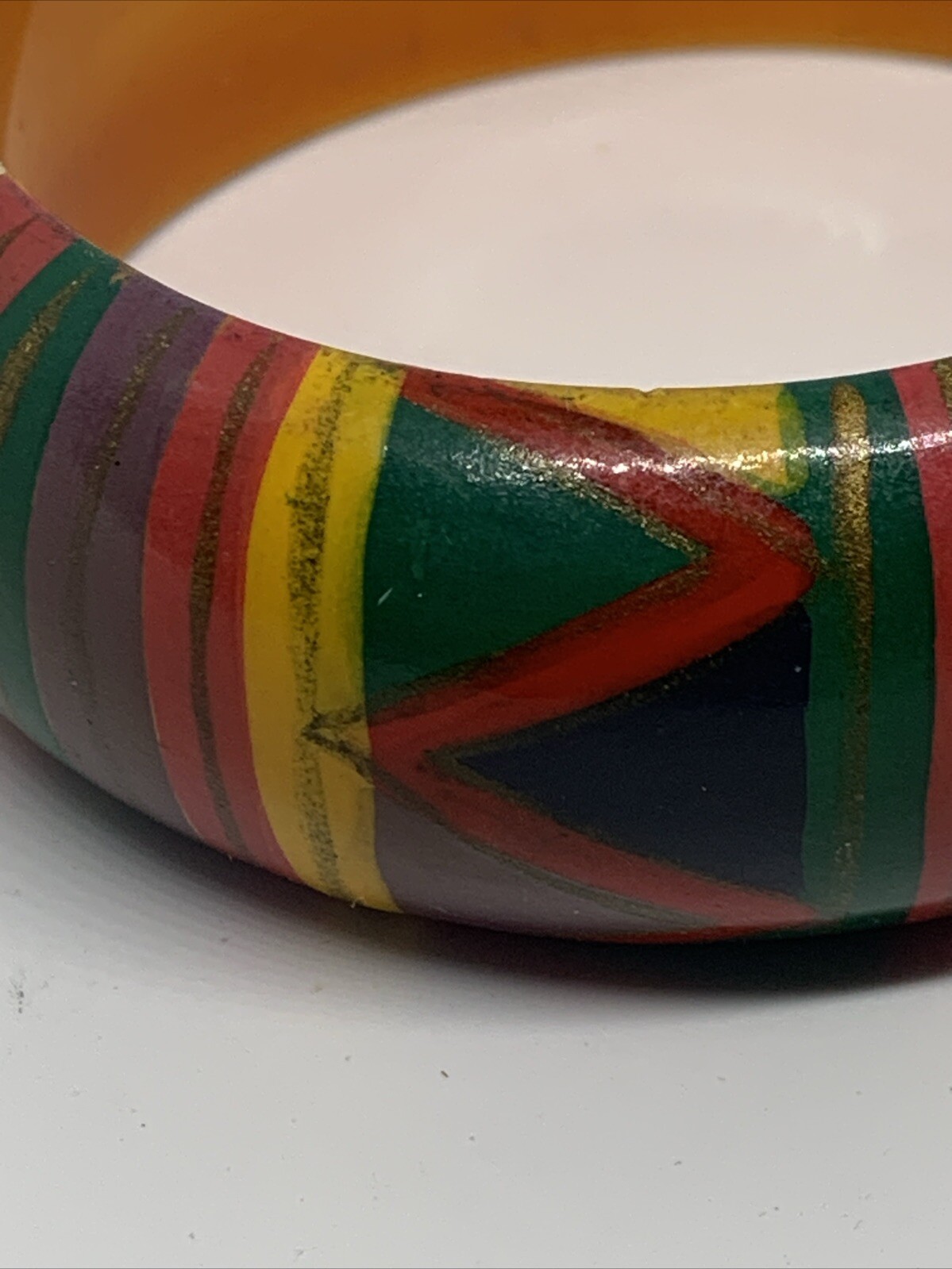 Statement wooden bangle lightweight bracelet Retr… - image 6