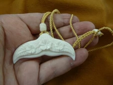 J-Whale-4) white WHALE TAIL PENDANT Necklace whales tails water buffalo material