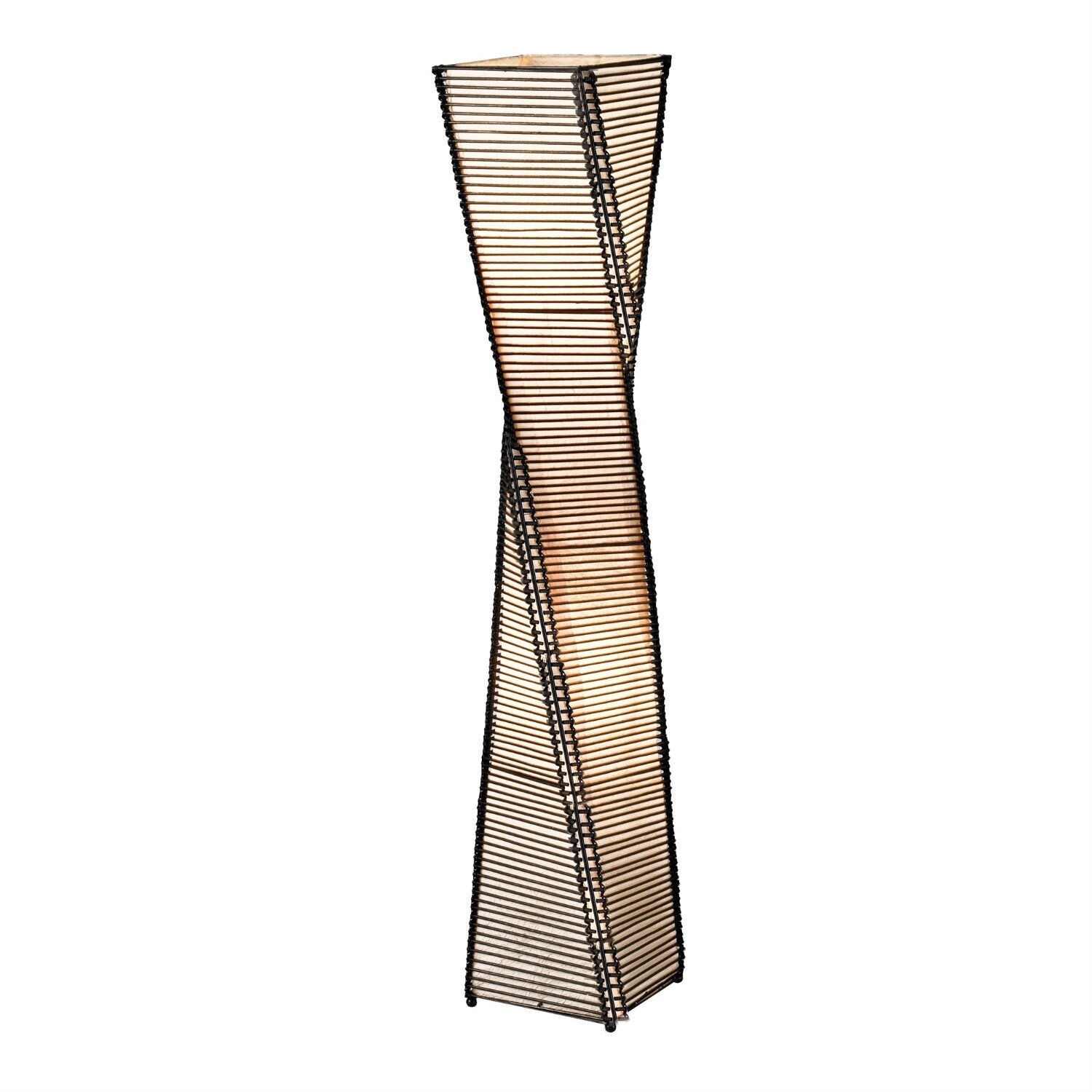 Modern Twist Sculpture Floor Lamp with Beige Shade-image