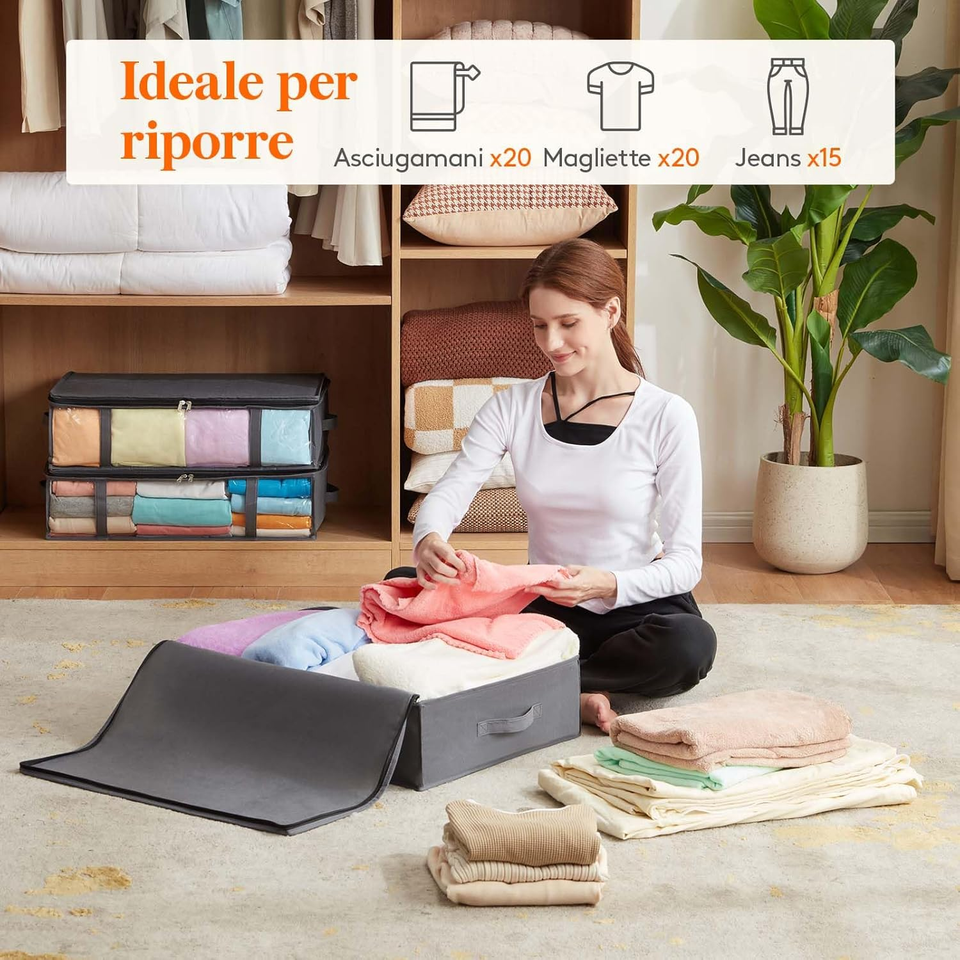 Lifewit 75L Contenitori Sottoletto Confezione da 2, Scatole Pieghevoli