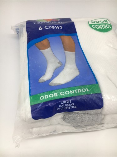 Fruit Of The Loom Men's Crew Socks 6 Pack Rare Odor Control USA NOS ...