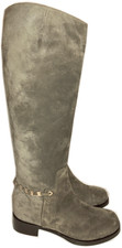 Salvatore Ferragamo Nando Boots Tall Knee Olive Suede Booties 7 Chain 1290