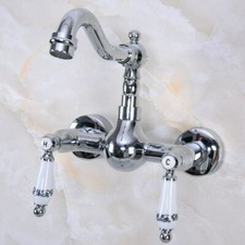 Polished Chrome Brass Wall Mount Bathroom Sink Faucet Kitchen Mixer Tap 2nf956