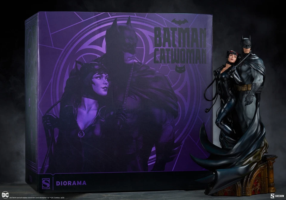 DC Comics Batman & Catwoman Selina Kyle Polystone Diorama Estatua Sideshow Foto 3 de 4