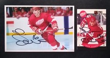 JOHN CHABOT 4x6 Photo + 1989 Pro Set Card Autographed Detroit Red Wings NHL