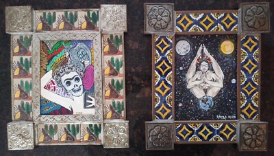 2 Surrealist Paintings Frida Kahlo Tribute Original Mexican Artworks
