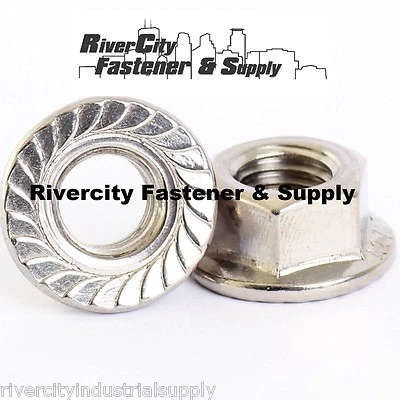 RIVERCITY FASTENER & SUPPLY (100) M6-1.0 or 6mm x 1.0 A2 Stainless Serrated Flange Lock Nut Spin Wiz Nuts