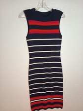 Eliza J Stripe Knit Dress Size Petite Small Midi Stretch