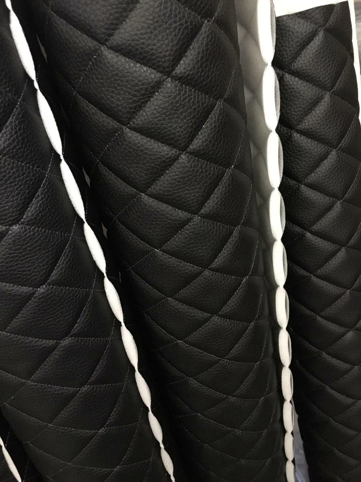 Vinil couro falso vinil preto acolchoado forro automático cabeceira tecido por jarda - Imagem 2 de 3