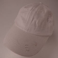 Unbranded White Distressed Baseball Hat Adjustable Vintage Style Faded Dad Cap